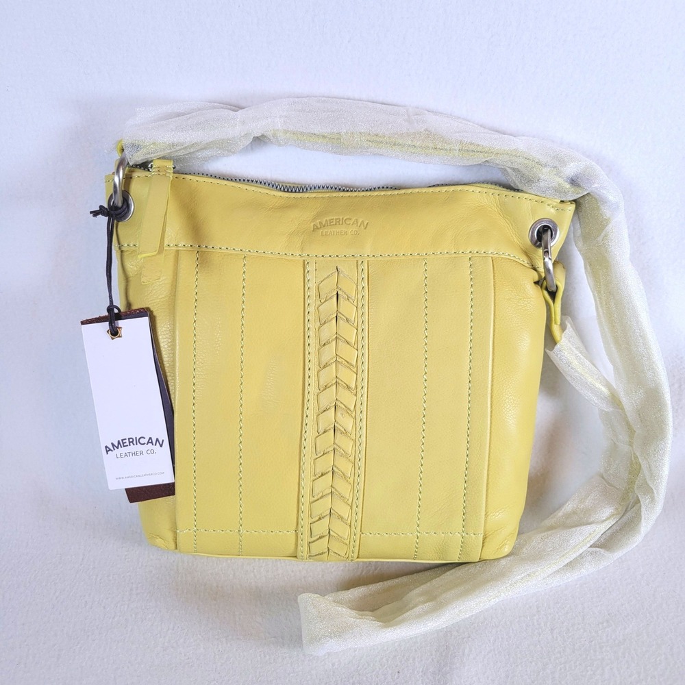 American Leather Co Womens Sherryl Leather Crossbody Bag Pistachio Green Western